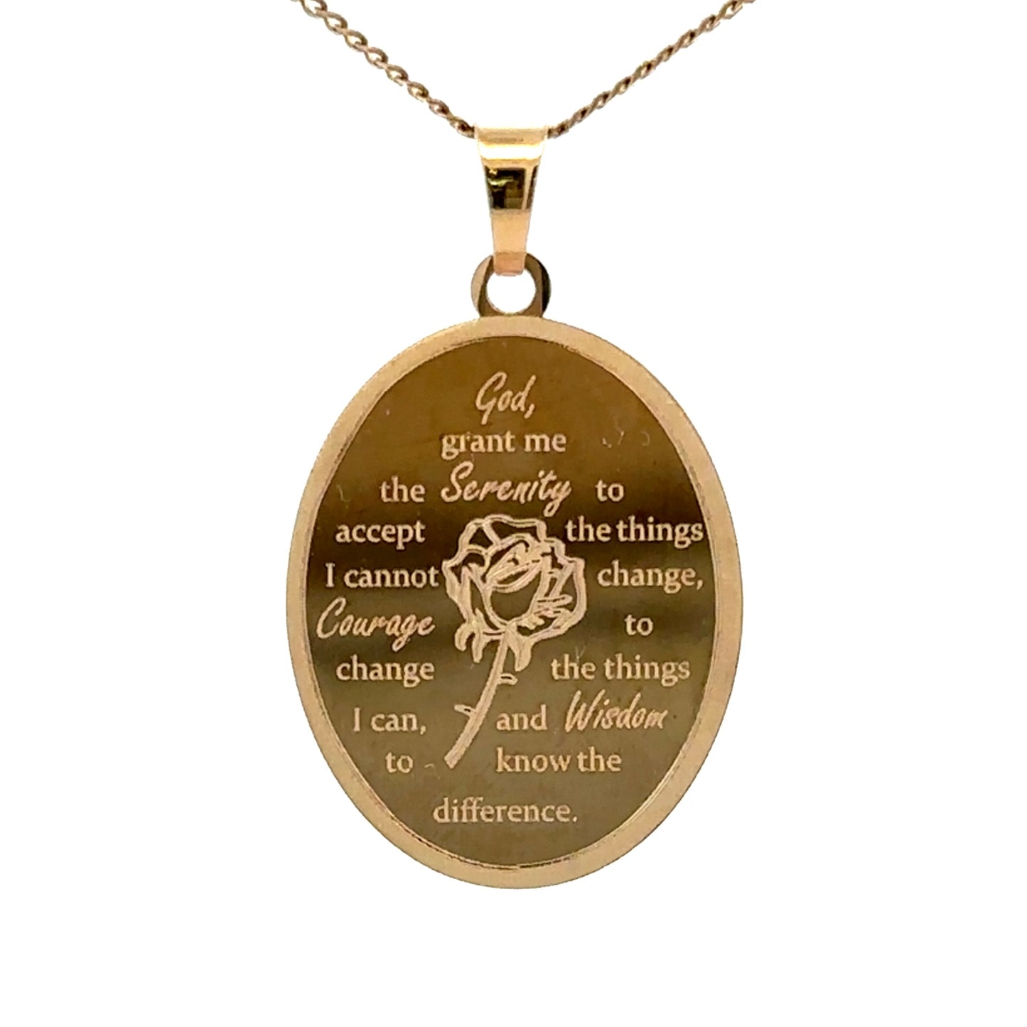 9Ct Yellow Gold God Grant Me The Serenity Prayer Double-Sided Pendant