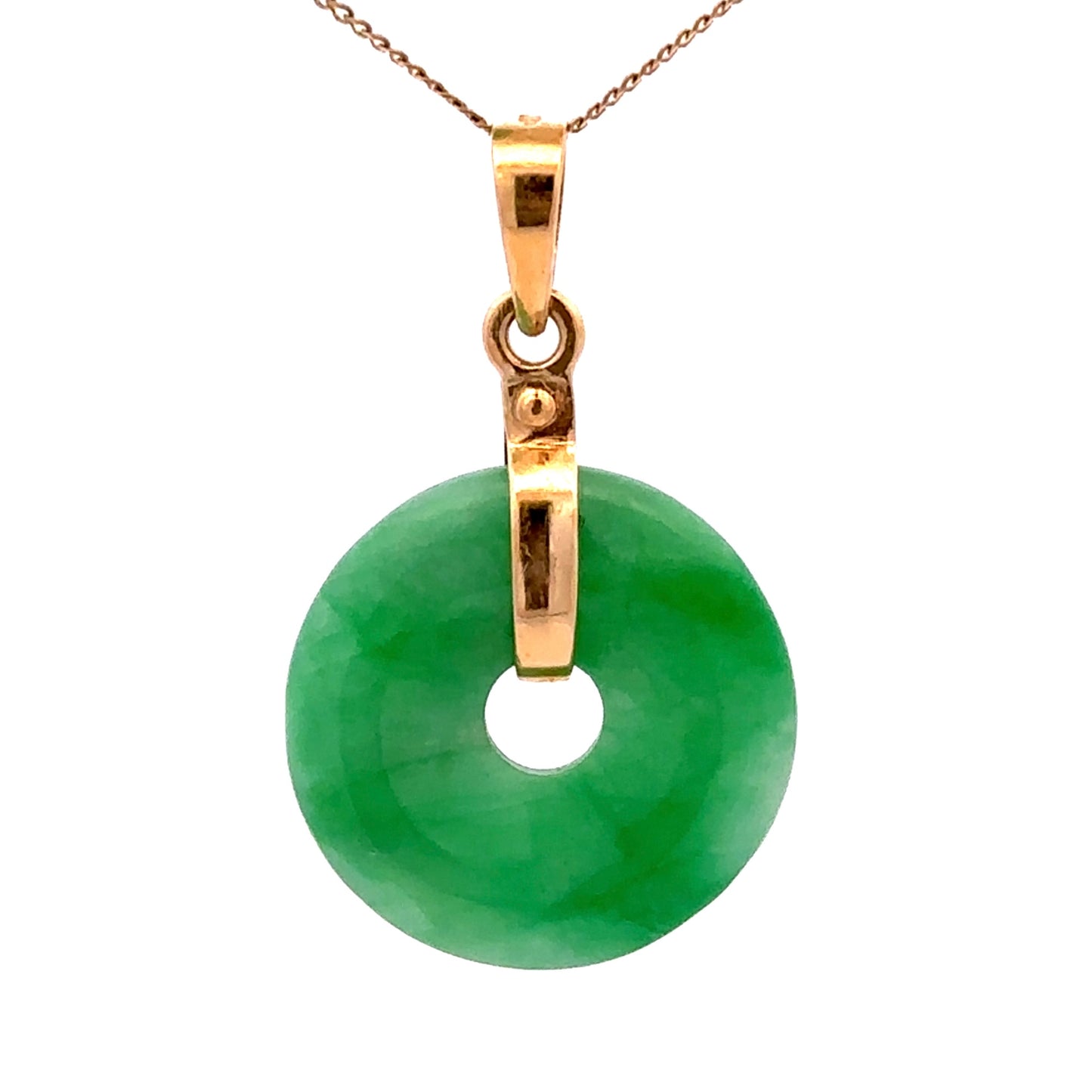 18Ct Yellow Gold Jade Pi Disc Pendant