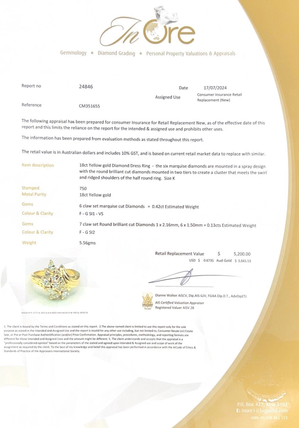 18Ct Yellow Gold 0.55 Carat TW Diamond Dress Ring