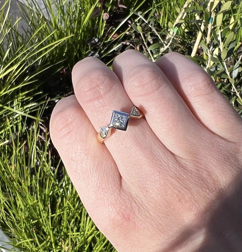 18Ct Two-Toned Gold .62 Carat TW Diamond Trilogy Dress Ring