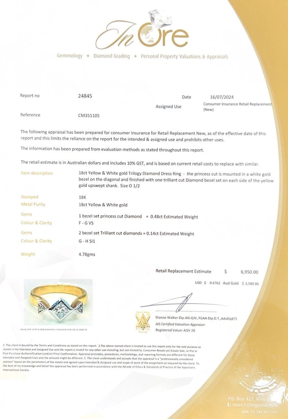 18Ct Two-Toned Gold .62 Carat TW Diamond Trilogy Dress Ring