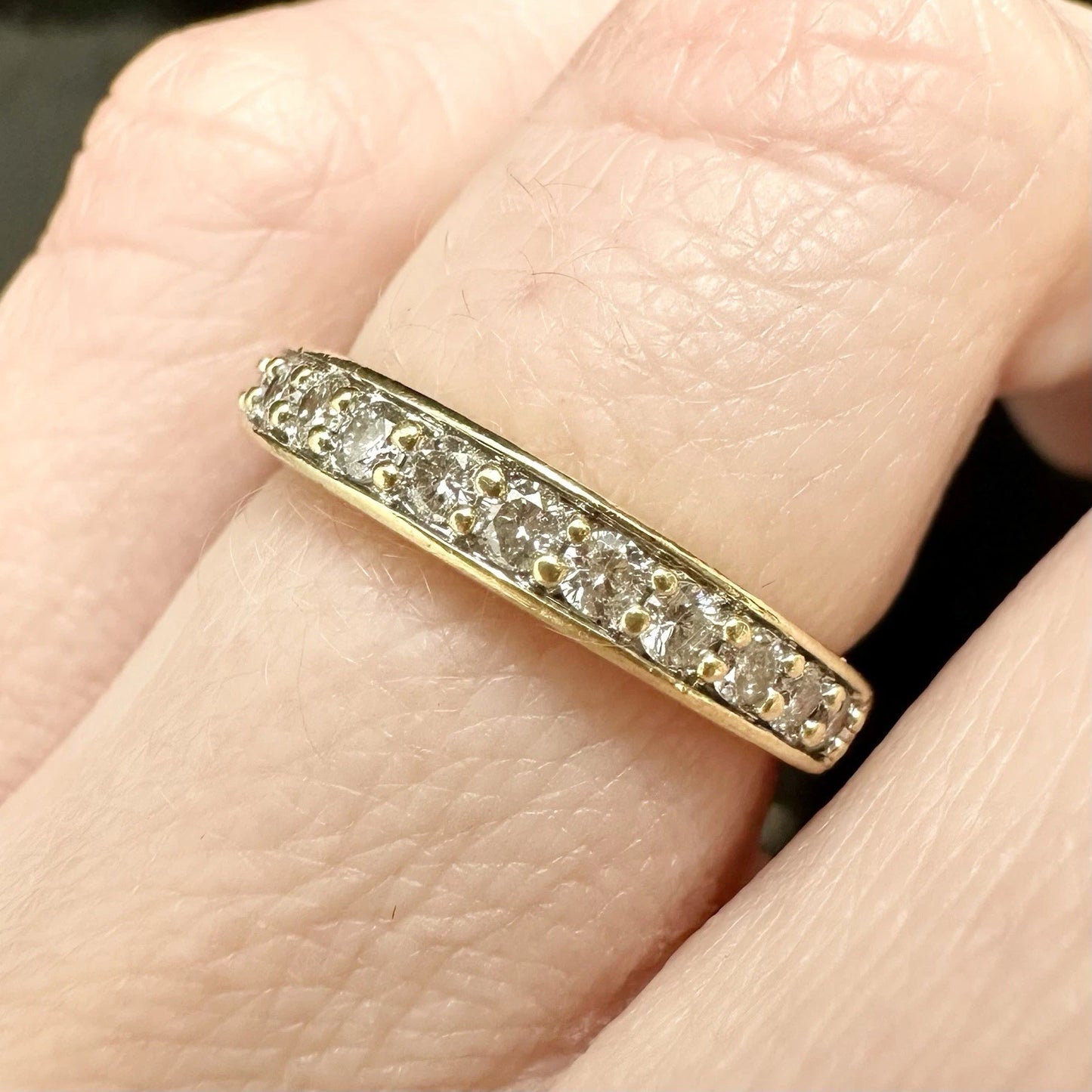 18Ct Yellow Gold Half Eternity .28 Carat TW Diamond Band Sz J 1/2