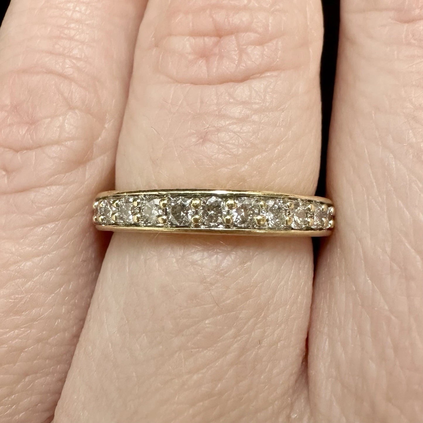 18Ct Yellow Gold Half Eternity .28 Carat TW Diamond Band Sz J 1/2