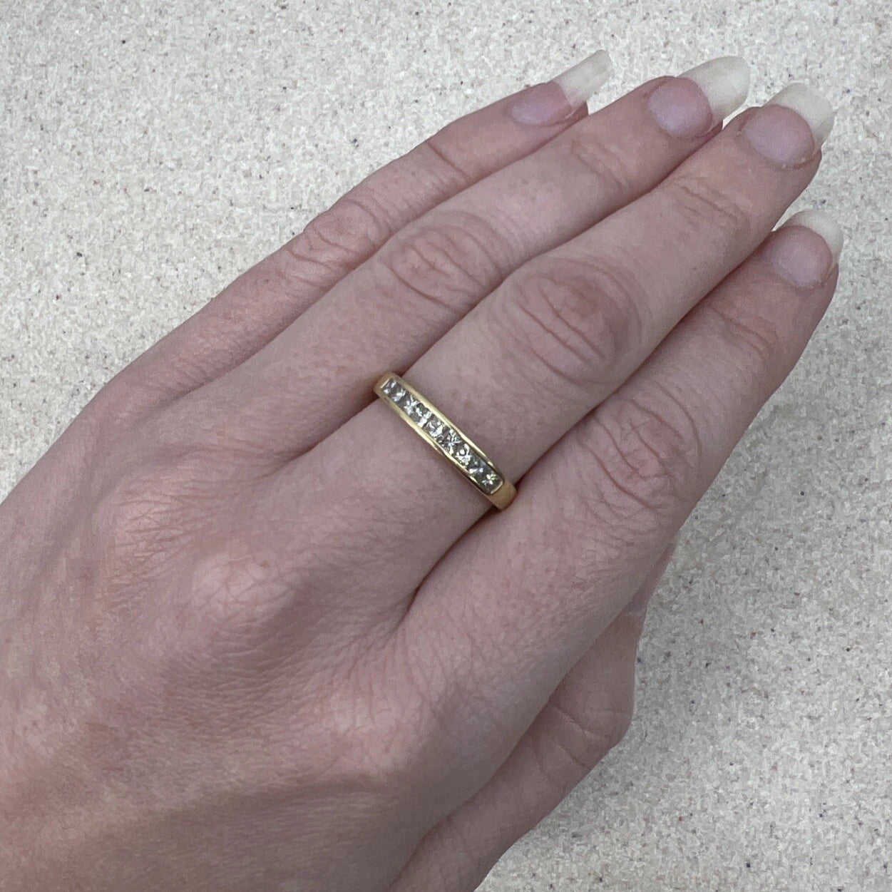 18Ct Yellow Gold 0.50 TW Princess Cut Diamond Half Eternity Band Ring