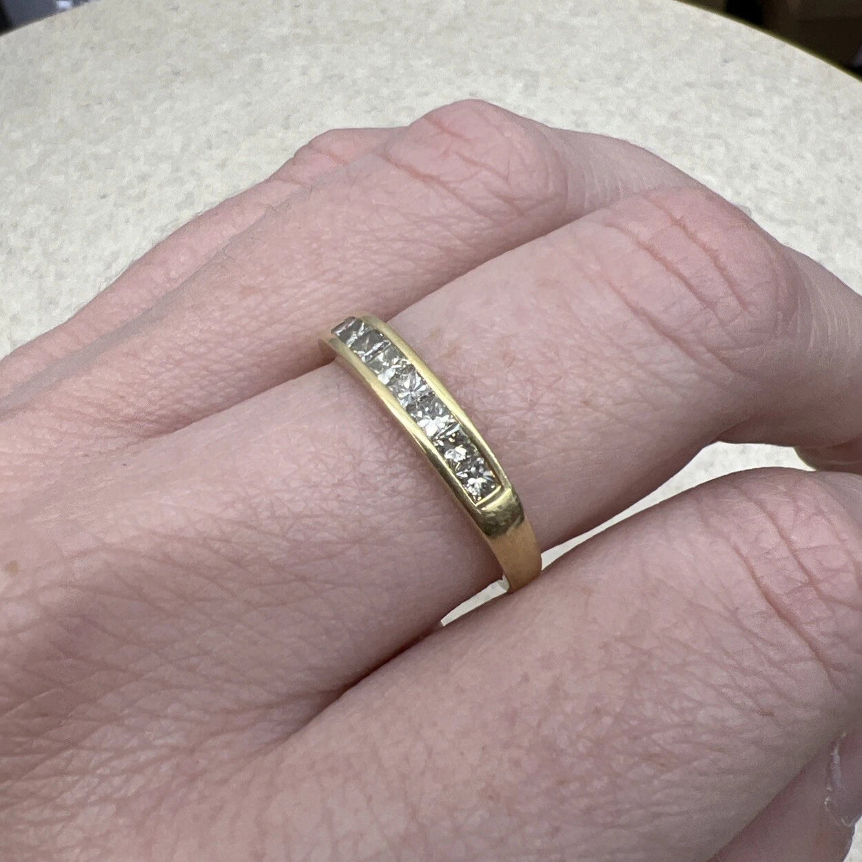 18Ct Yellow Gold 0.50 TW Princess Cut Diamond Half Eternity Band Ring