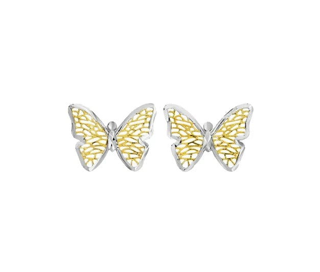 9Ct Two-Toned Gold Filigree Butterfly Stud Earrings