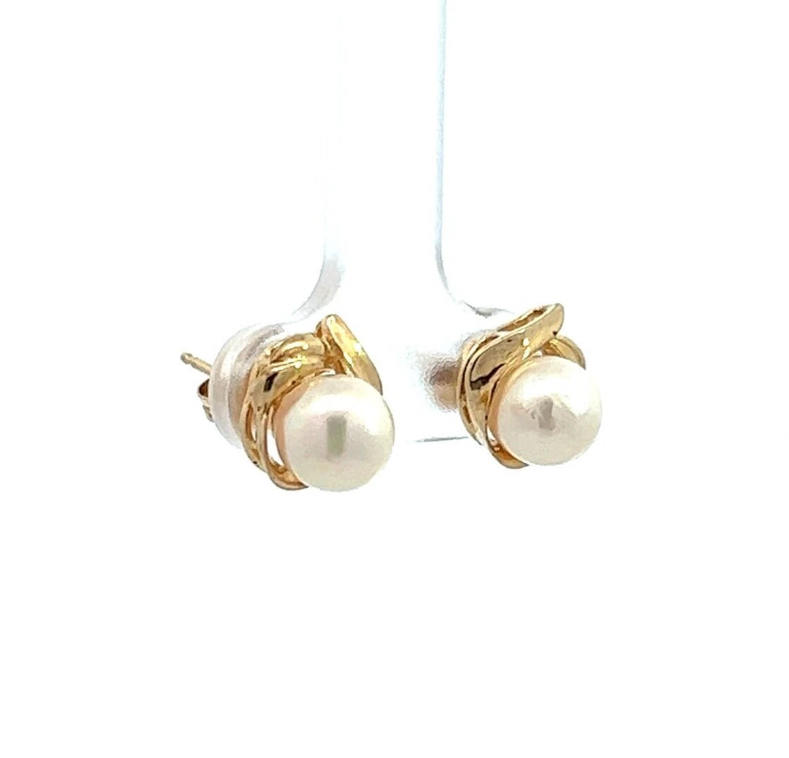 9Ct Yellow Gold Faux Pearl Stud Earrings