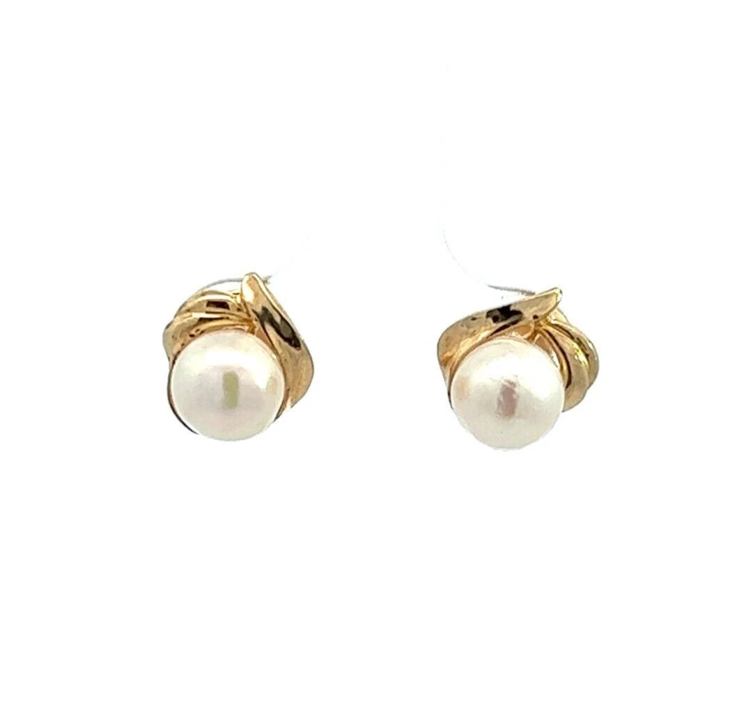 9Ct Yellow Gold Faux Pearl Stud Earrings