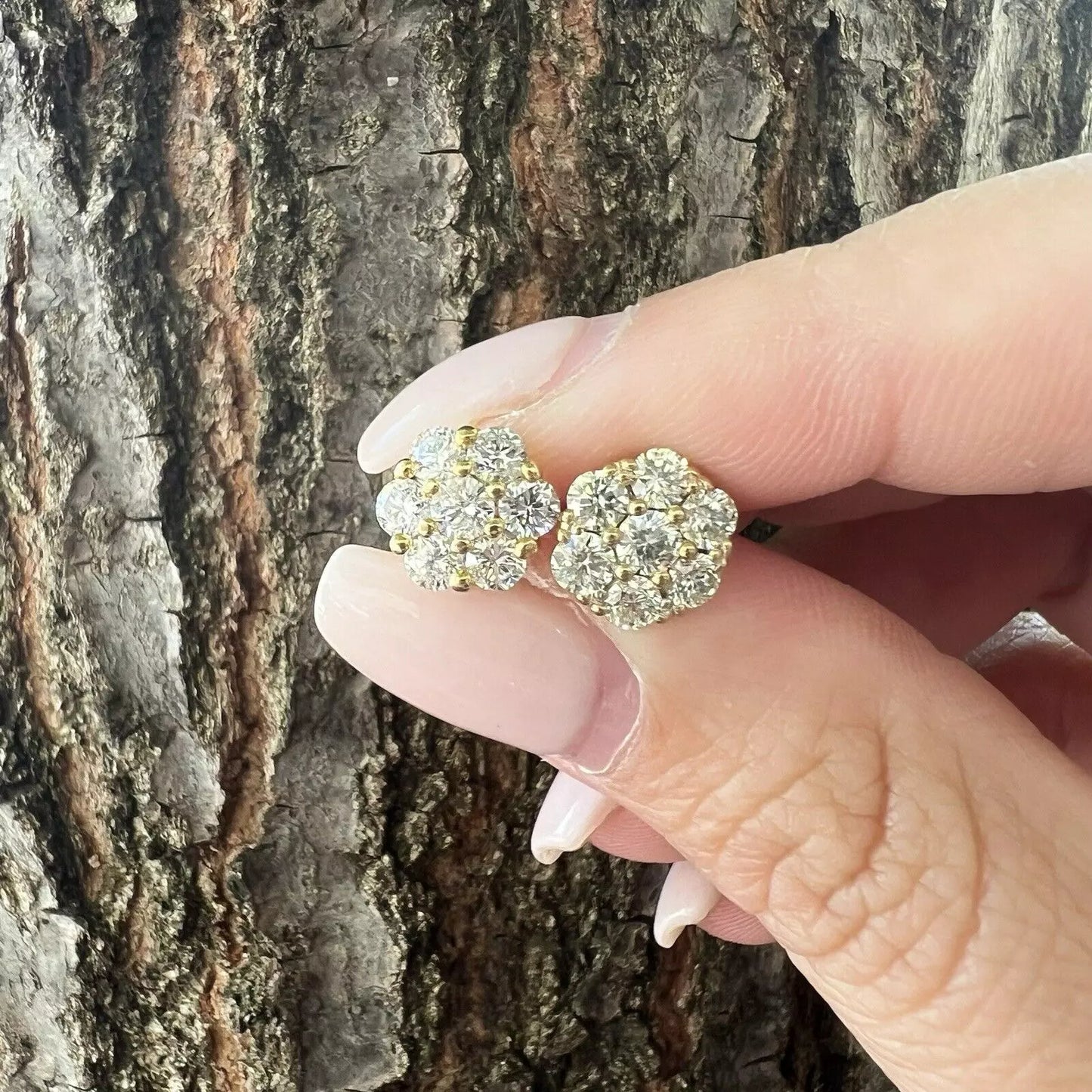 14Ct Yellow Gold 2.10 Carat TW Diamond Stud Earrings