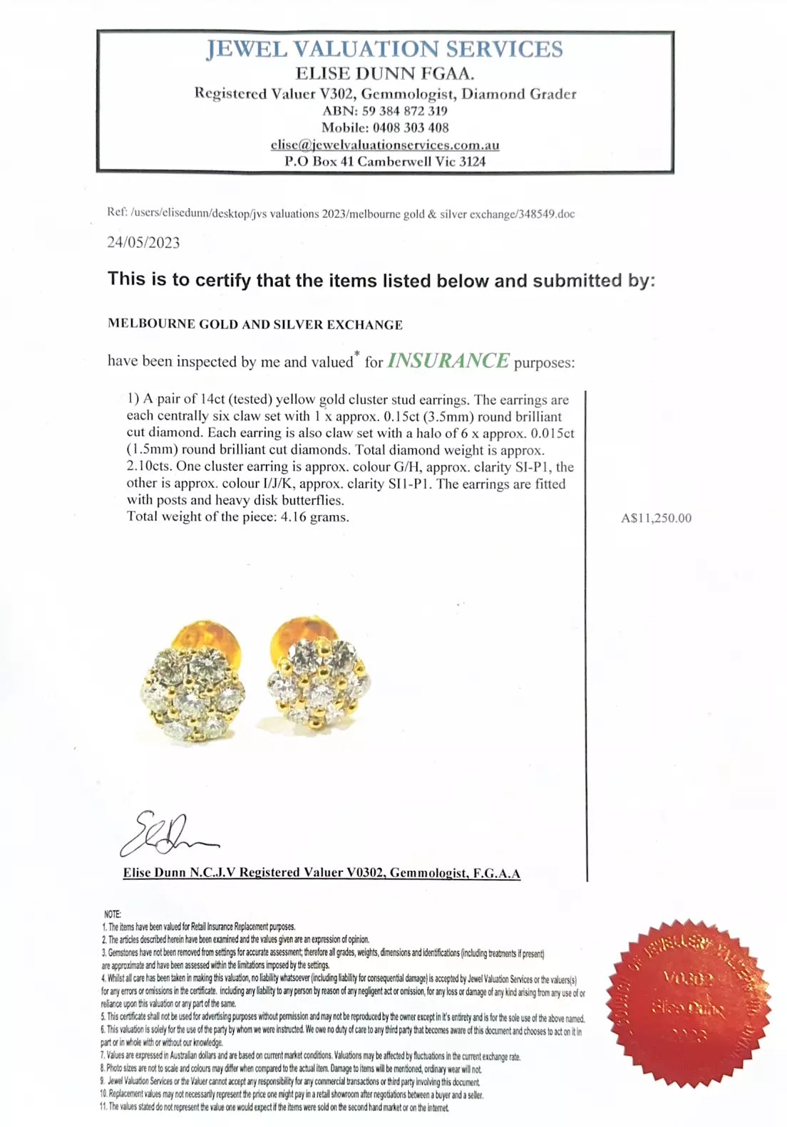 14Ct Yellow Gold 2.10 Carat TW Diamond Stud Earrings