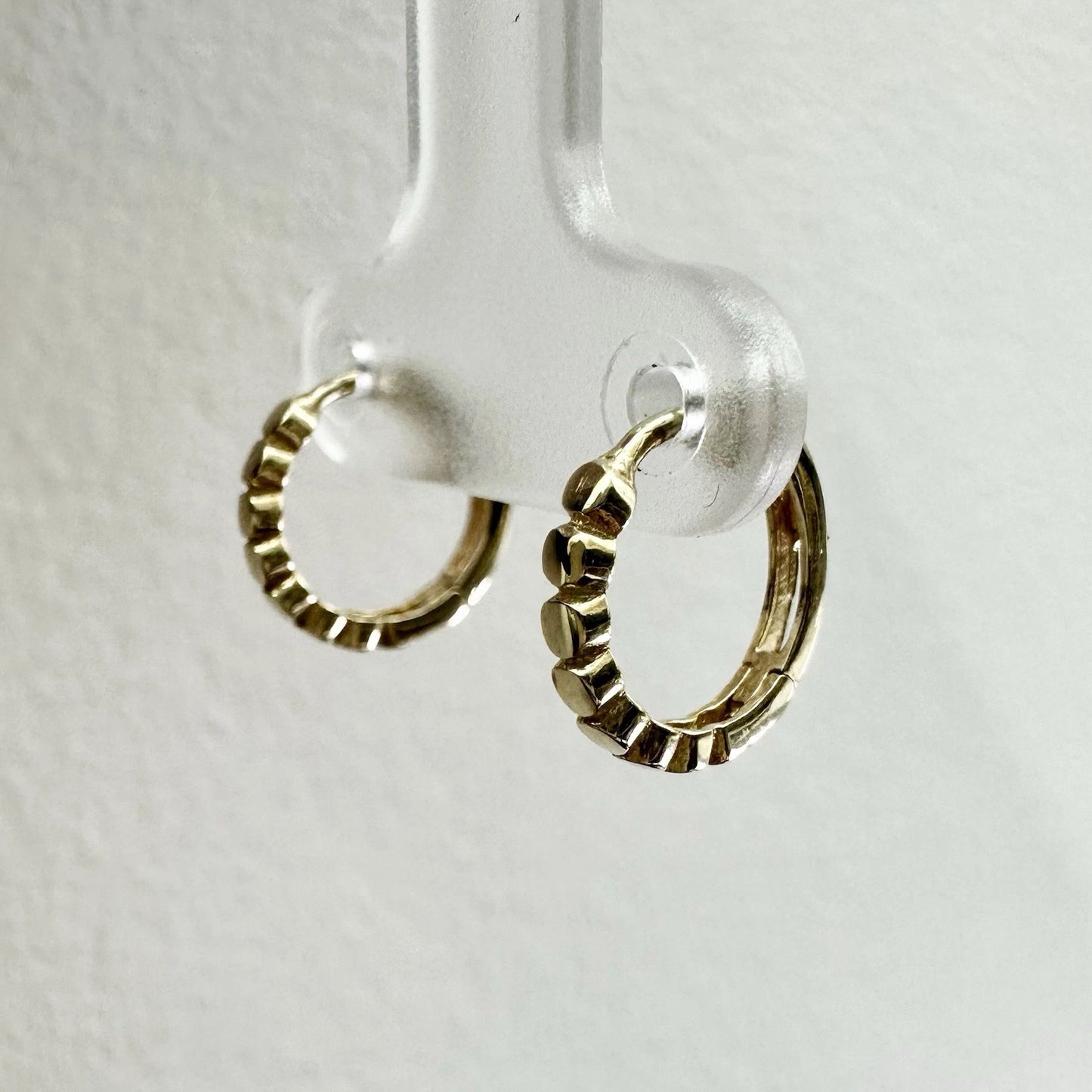 9Ct Yellow Gold 9mm Organic Dotted Continuous Huggie Hoop Earrings