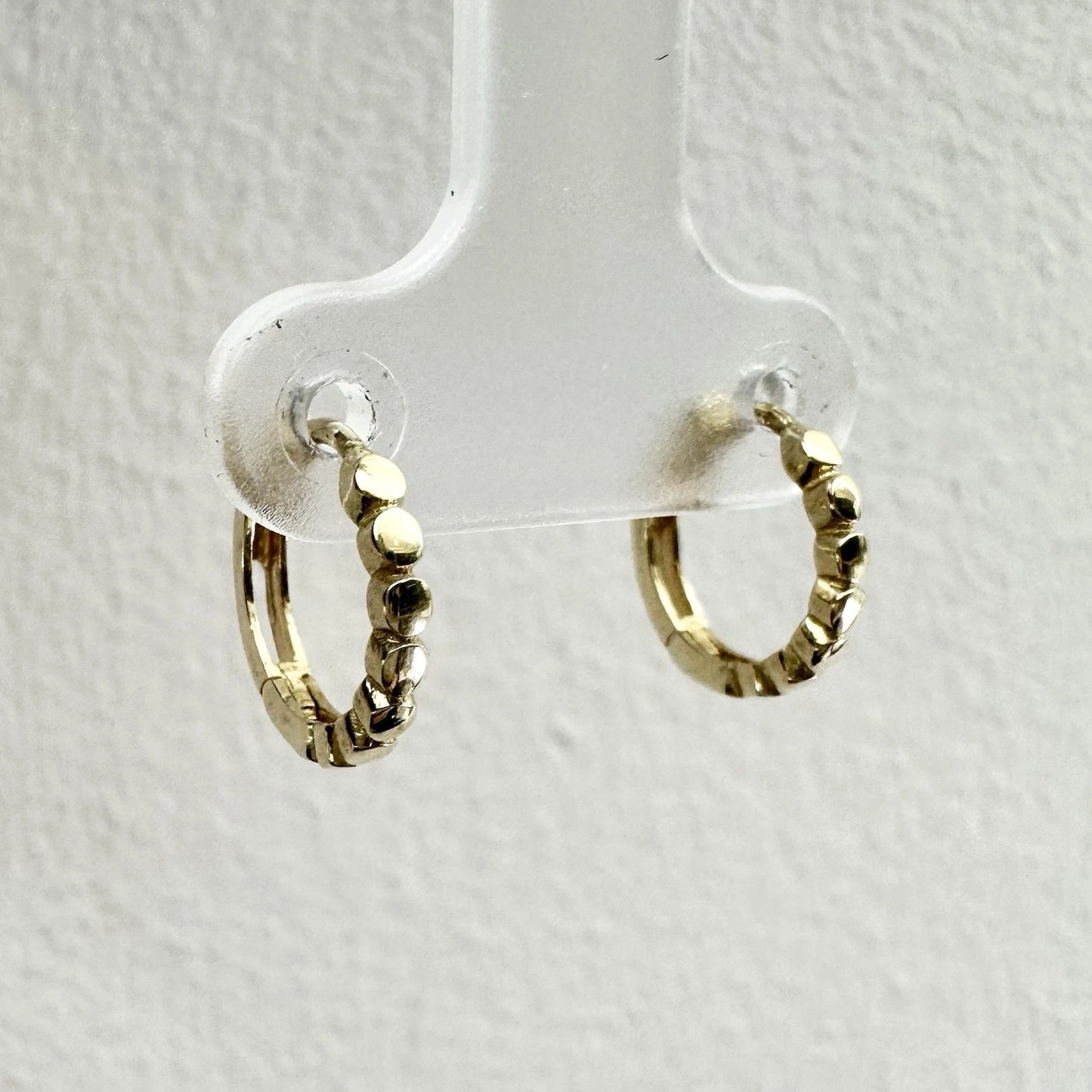9Ct Yellow Gold 9mm Organic Dotted Continuous Huggie Hoop Earrings