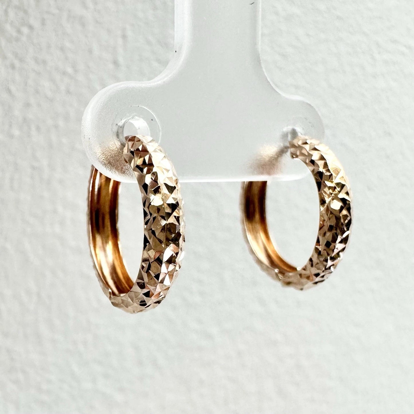 9Ct Rose Gold 12mm Reflective Continuous Huggie Hoop Earrings