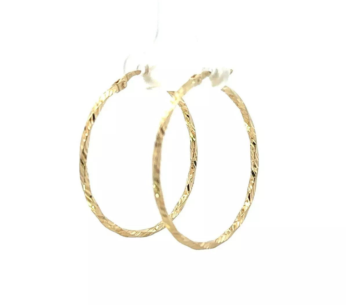 9Ct Yellow Gold 29mm Diamond Cut Twisted Hoop Earrings