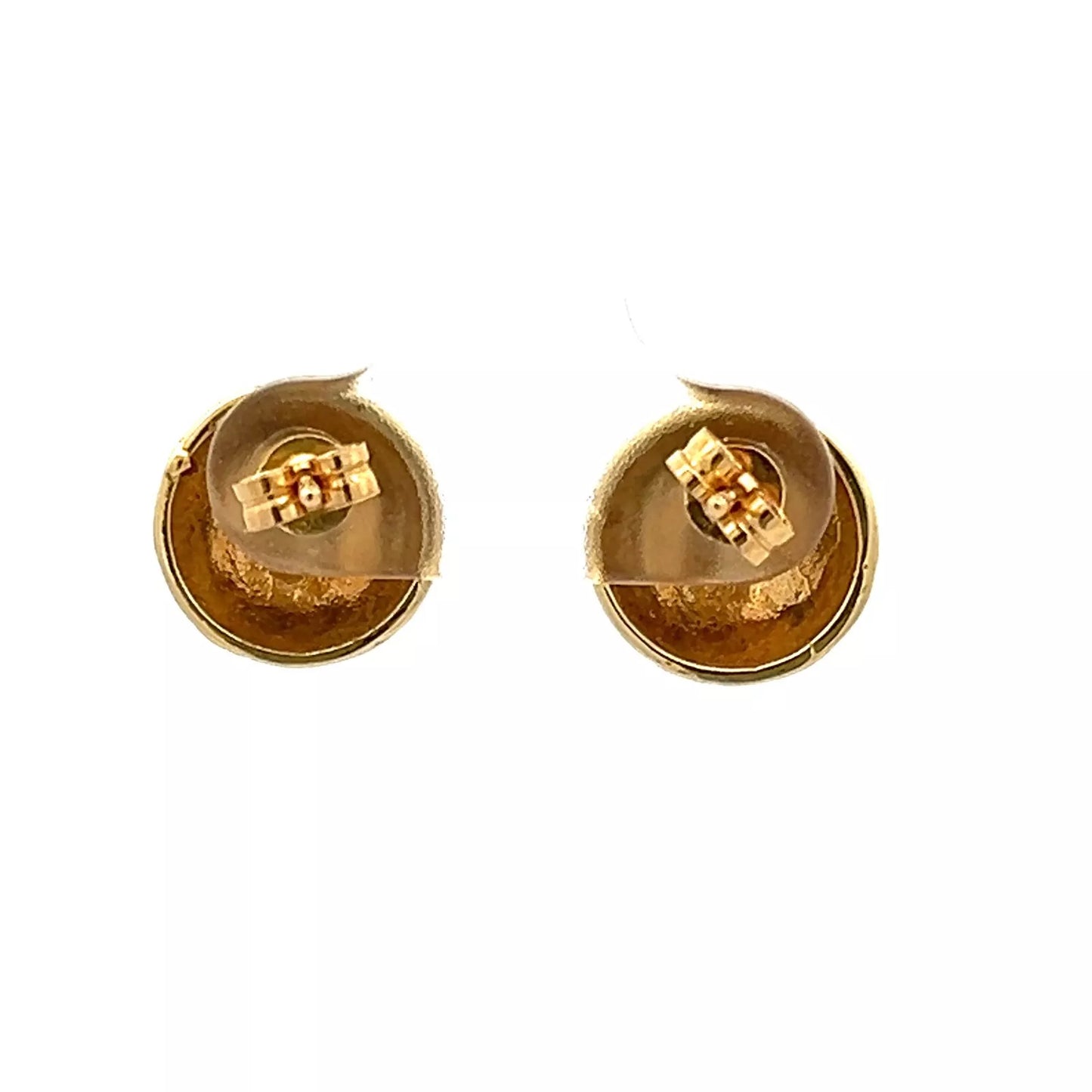 18Ct Two-Toned Gold Diamond Accent Dome Stud Earrings