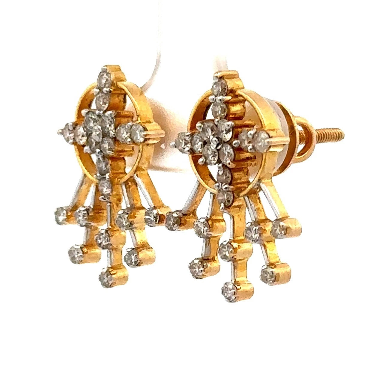 18Ct Two-Toned Gold 1.25CT TW Diamond Stud Earrings