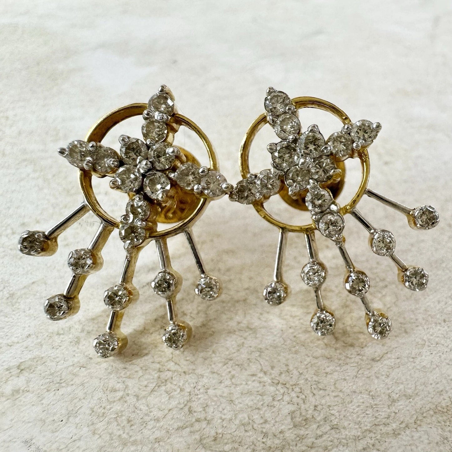 18Ct Two-Toned Gold 1.25CT TW Diamond Stud Earrings