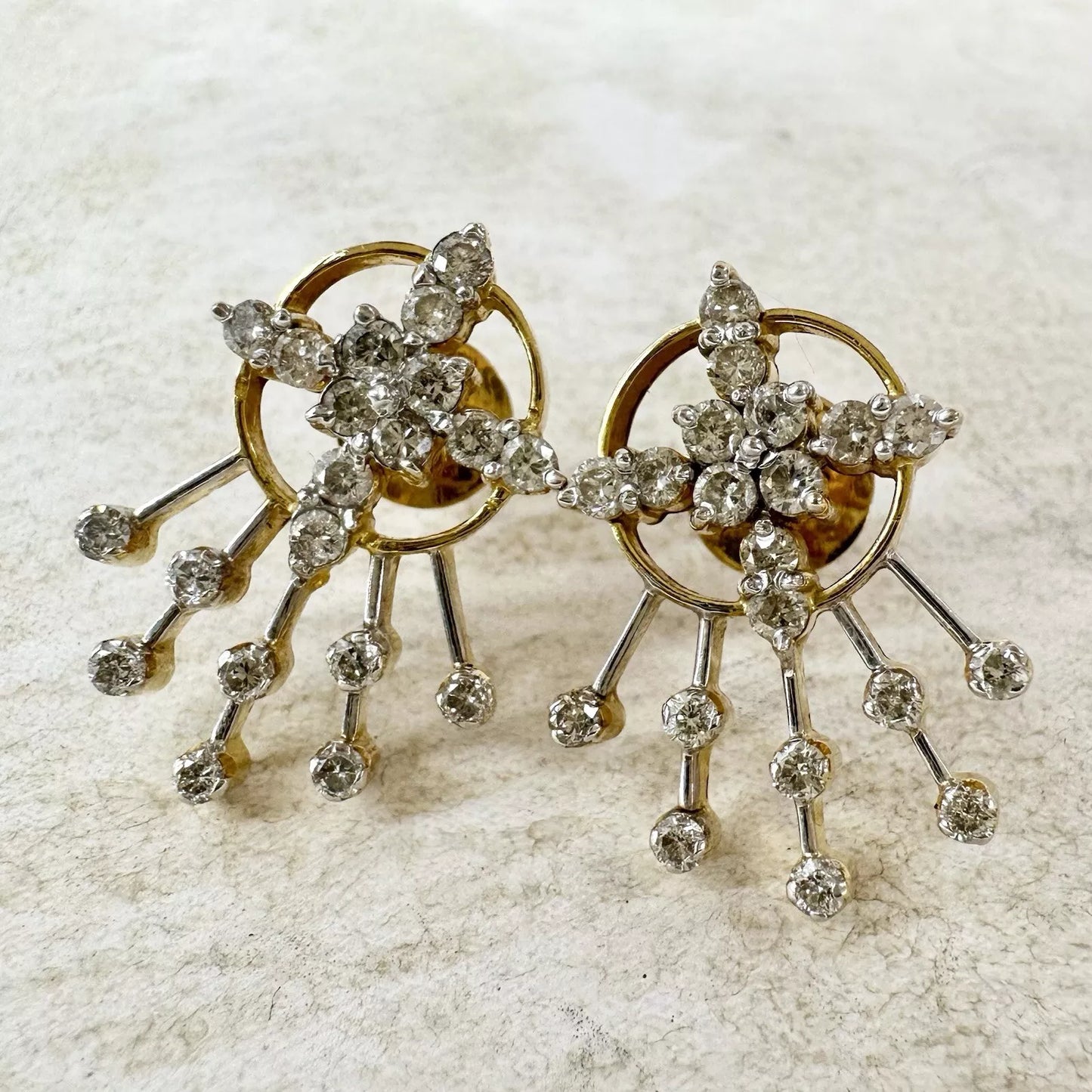18Ct Two-Toned Gold 1.25CT TW Diamond Stud Earrings
