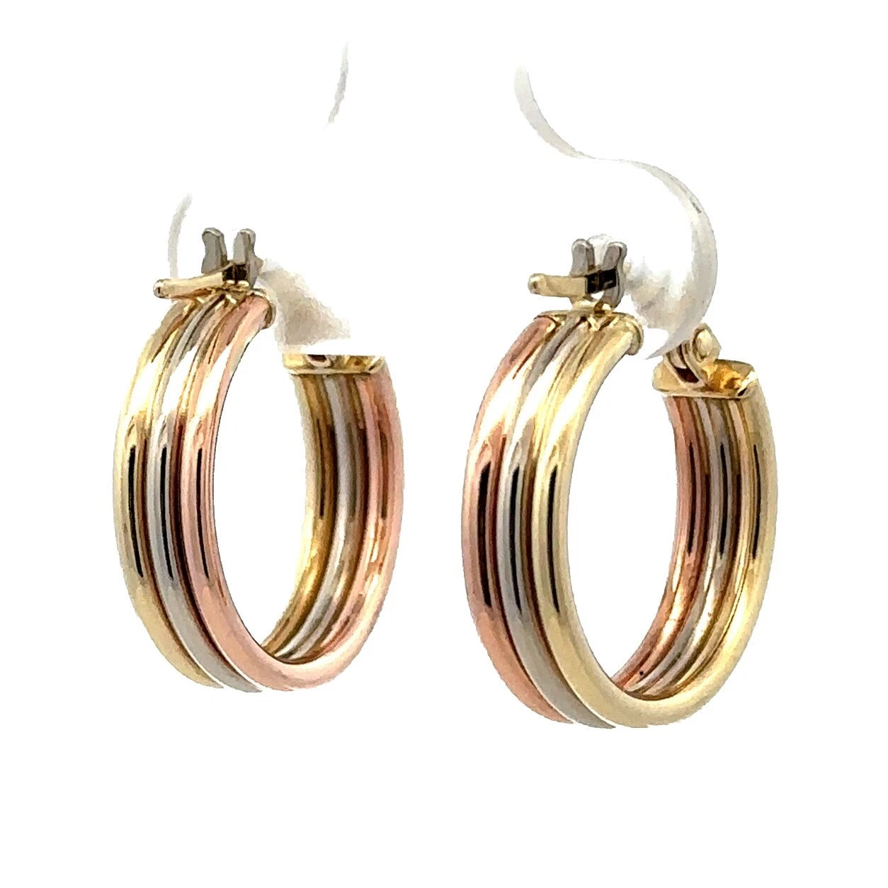 9Ct Multi-Toned 14mm x 4.6mm Hoop Earrings
