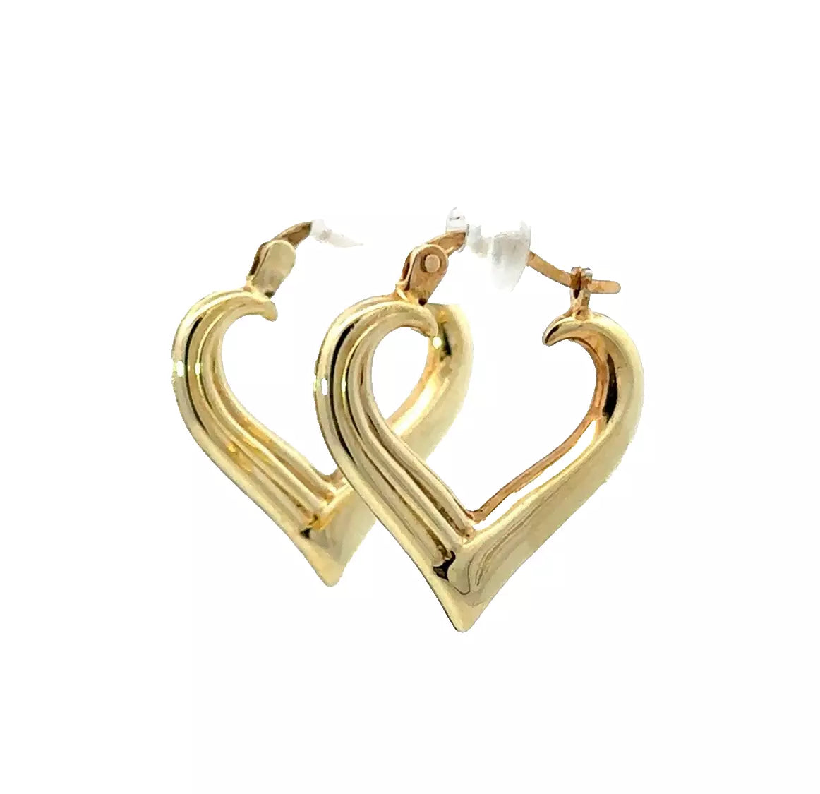 9Ct Yellow Gold 19mm x 20.8mm Heart Latch Hoop Earrings