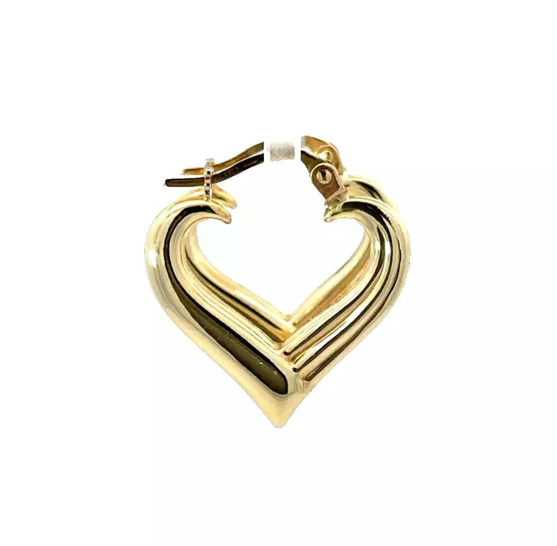 9Ct Yellow Gold 19mm x 20.8mm Heart Latch Hoop Earrings