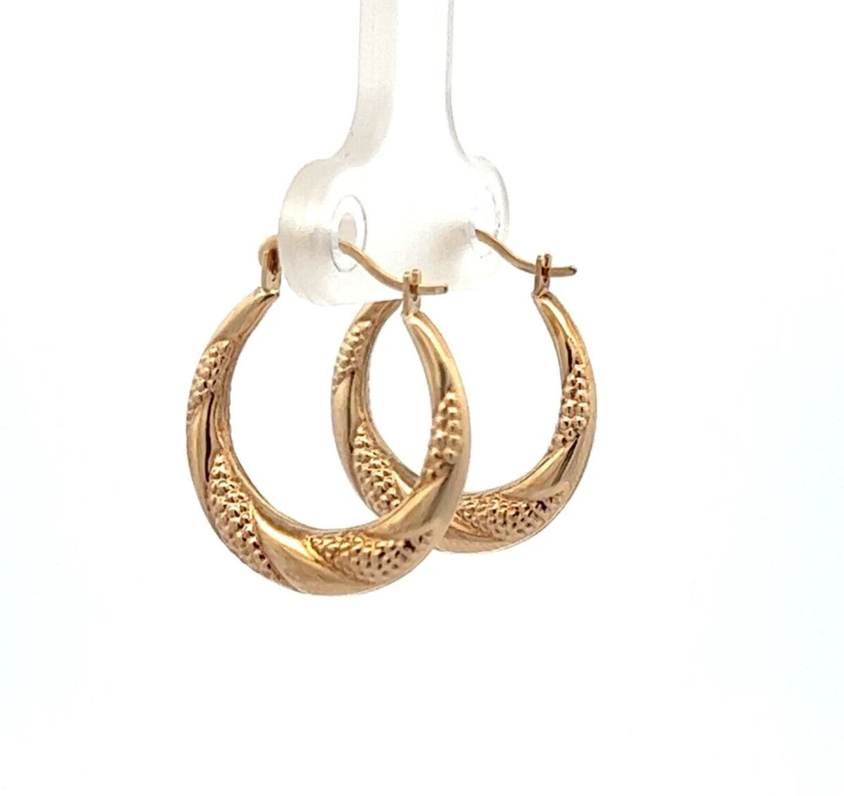 9Ct Yellow Gold 3.3x13.2mm Dotted Twist Huggie Hoop Earrings