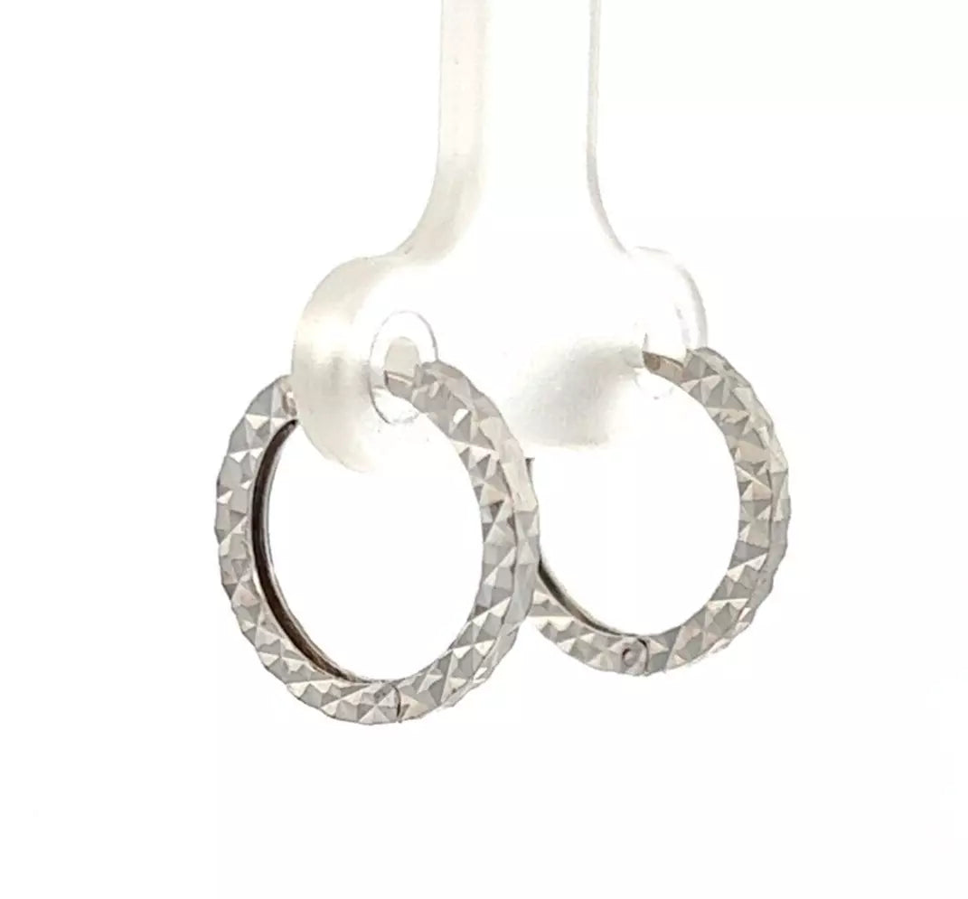 18Ct White Gold 1.6x10.8mm Huggie Hoop Earrings