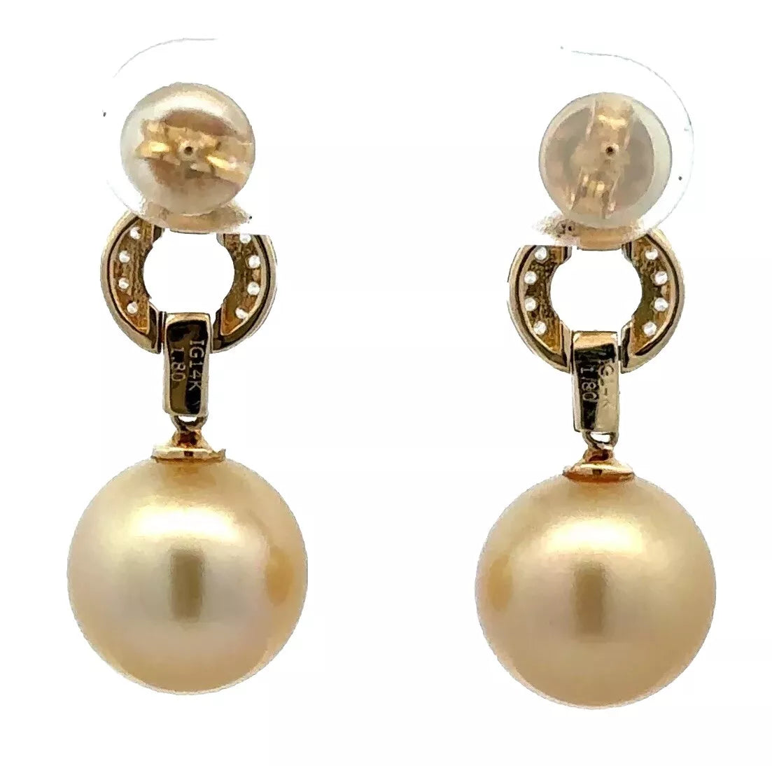 14Ct Yellow Gold South Sea Pearl Drop Stud Earrings