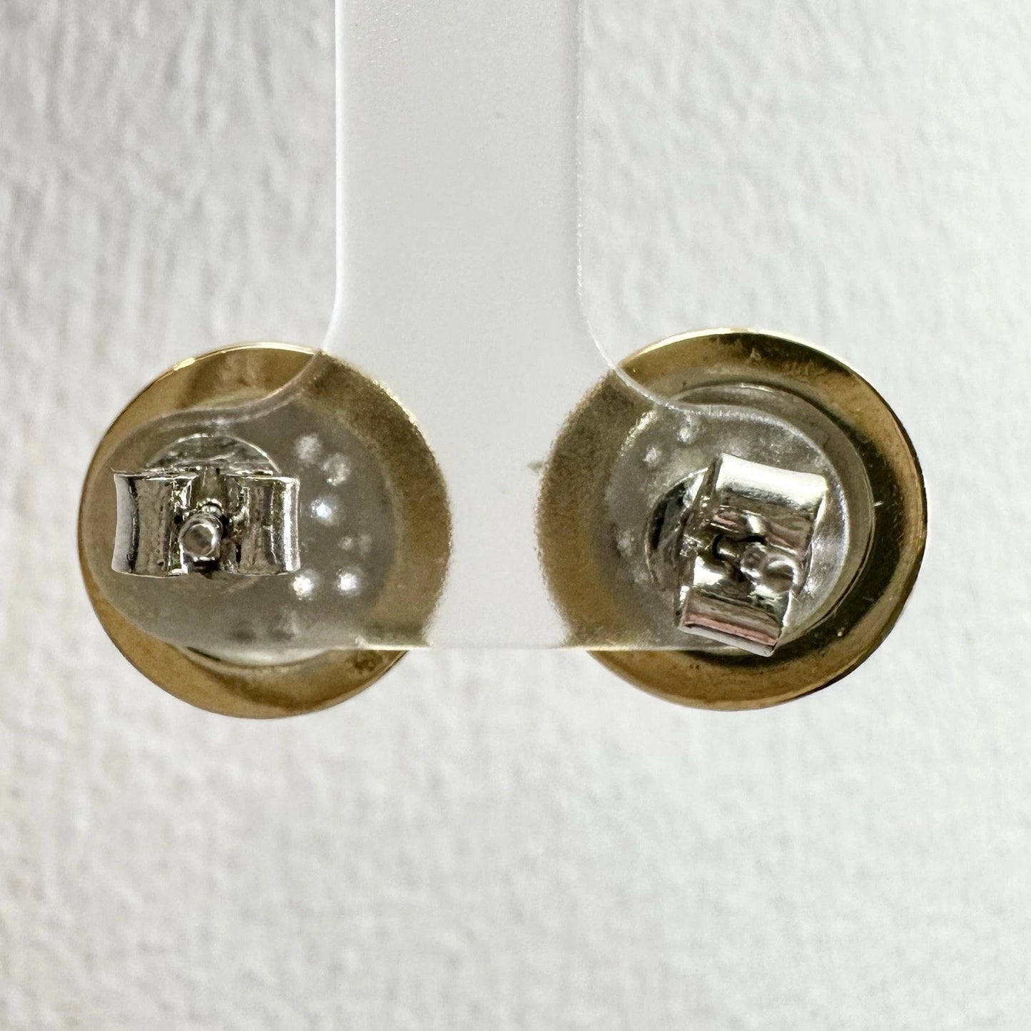 14Ct Two-Toned Gold Diamond Disc Stud Earrings
