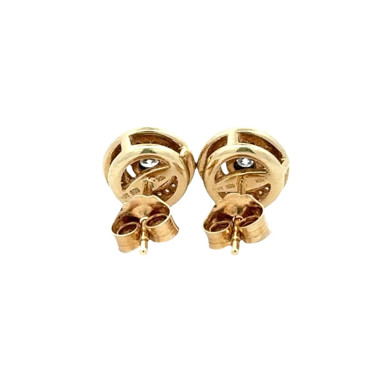 10Ct Yellow Gold .25 Carat Diamond Halo Stud Earrings Sterling Silver Set