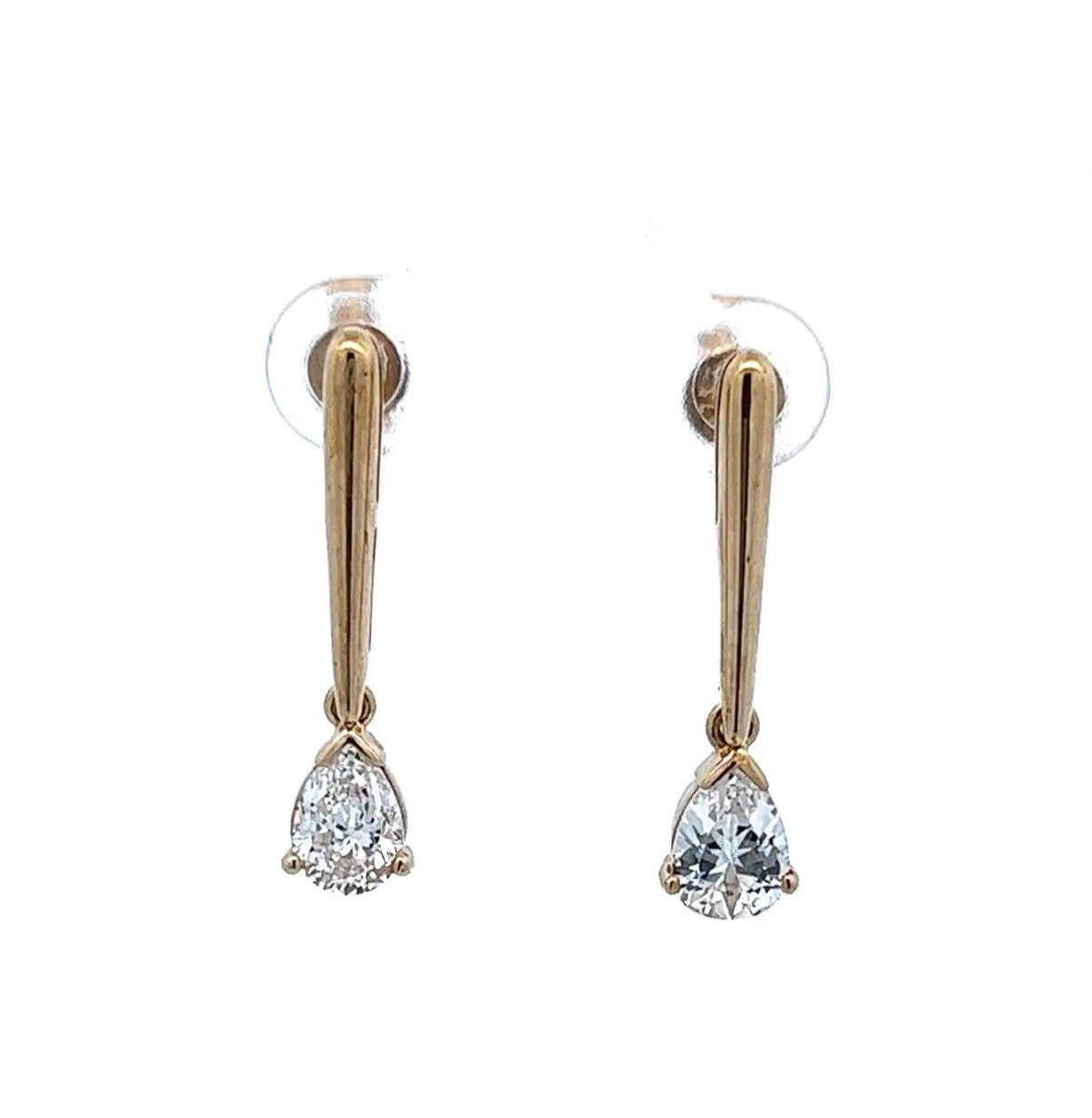 9Ct Yellow Gold Tear Cut CZ Drop Earrings