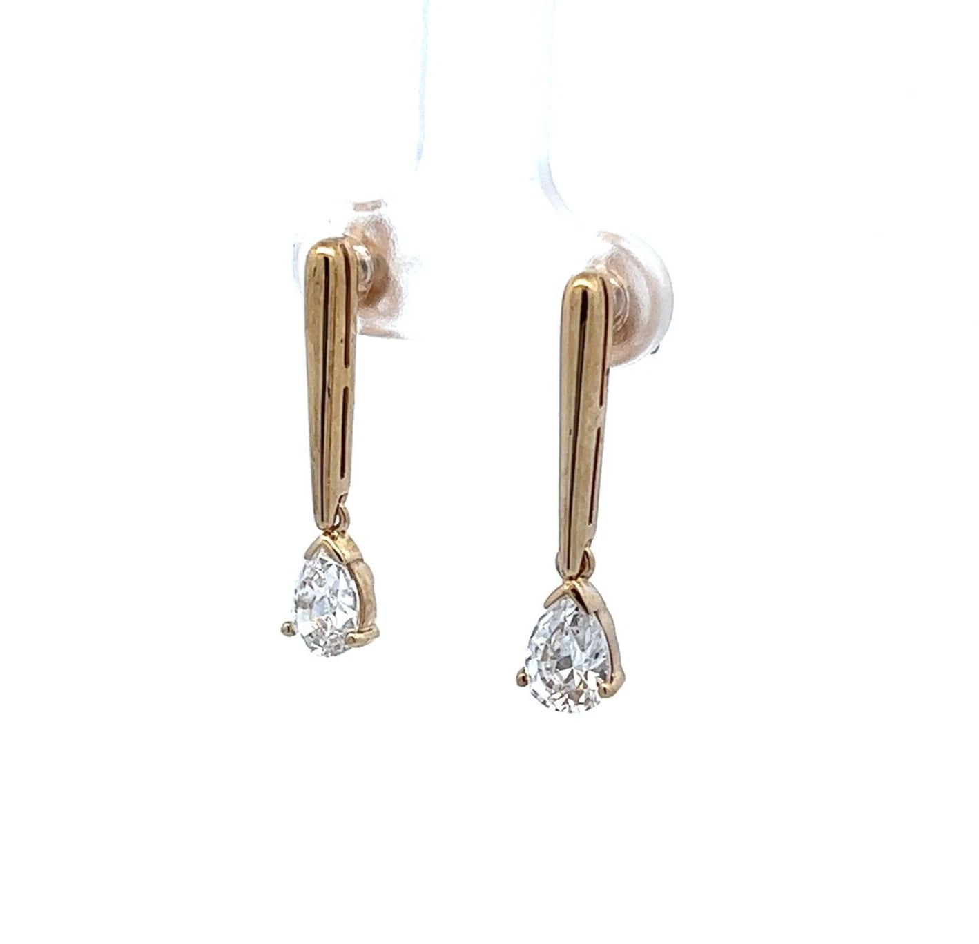 9Ct Yellow Gold Tear Cut CZ Drop Earrings