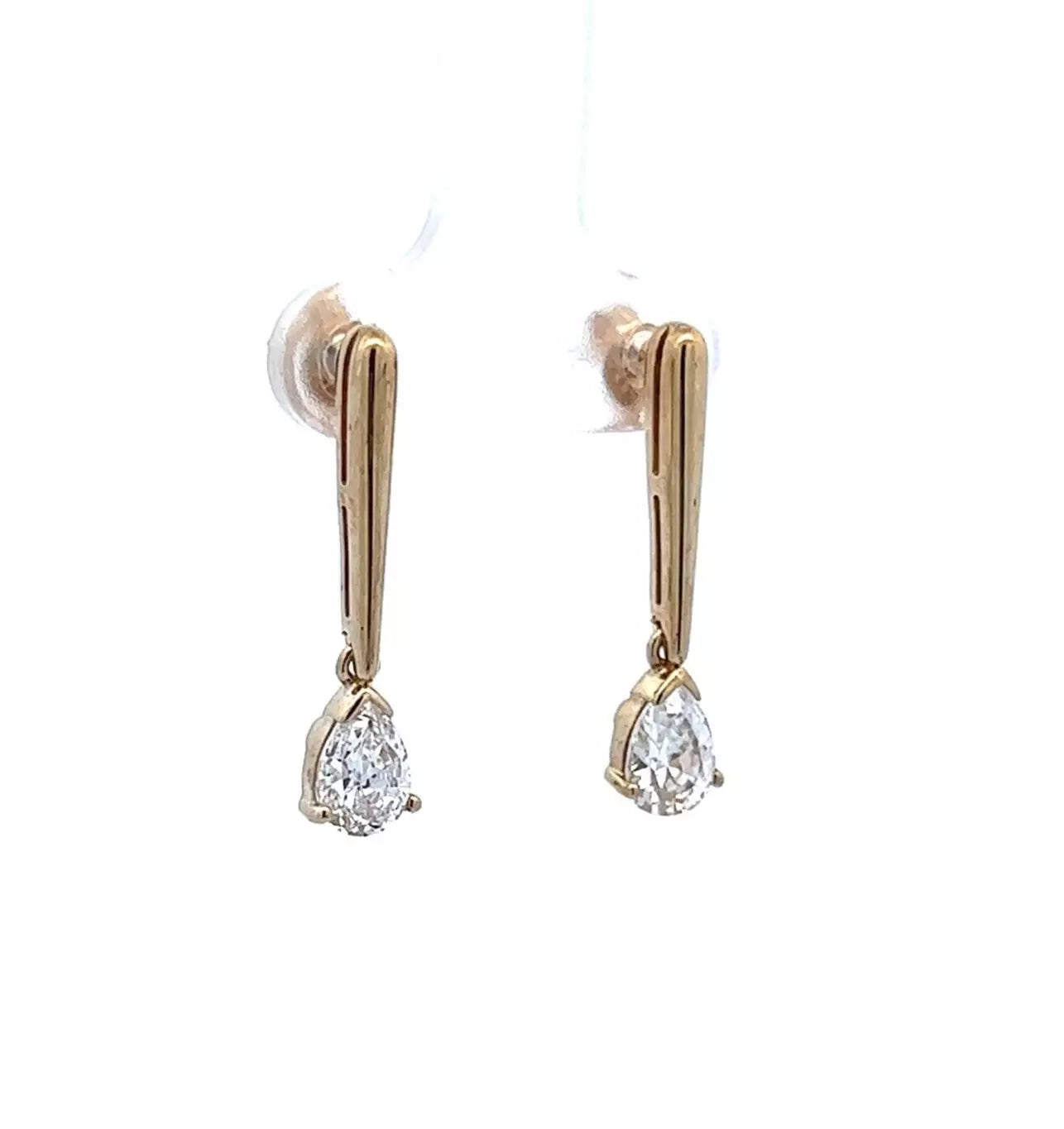 9Ct Yellow Gold Tear Cut CZ Drop Earrings