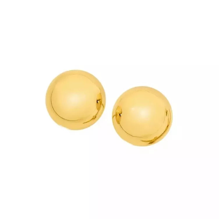 9Ct Yellow Gold 8mm Dome Stud Earrings
