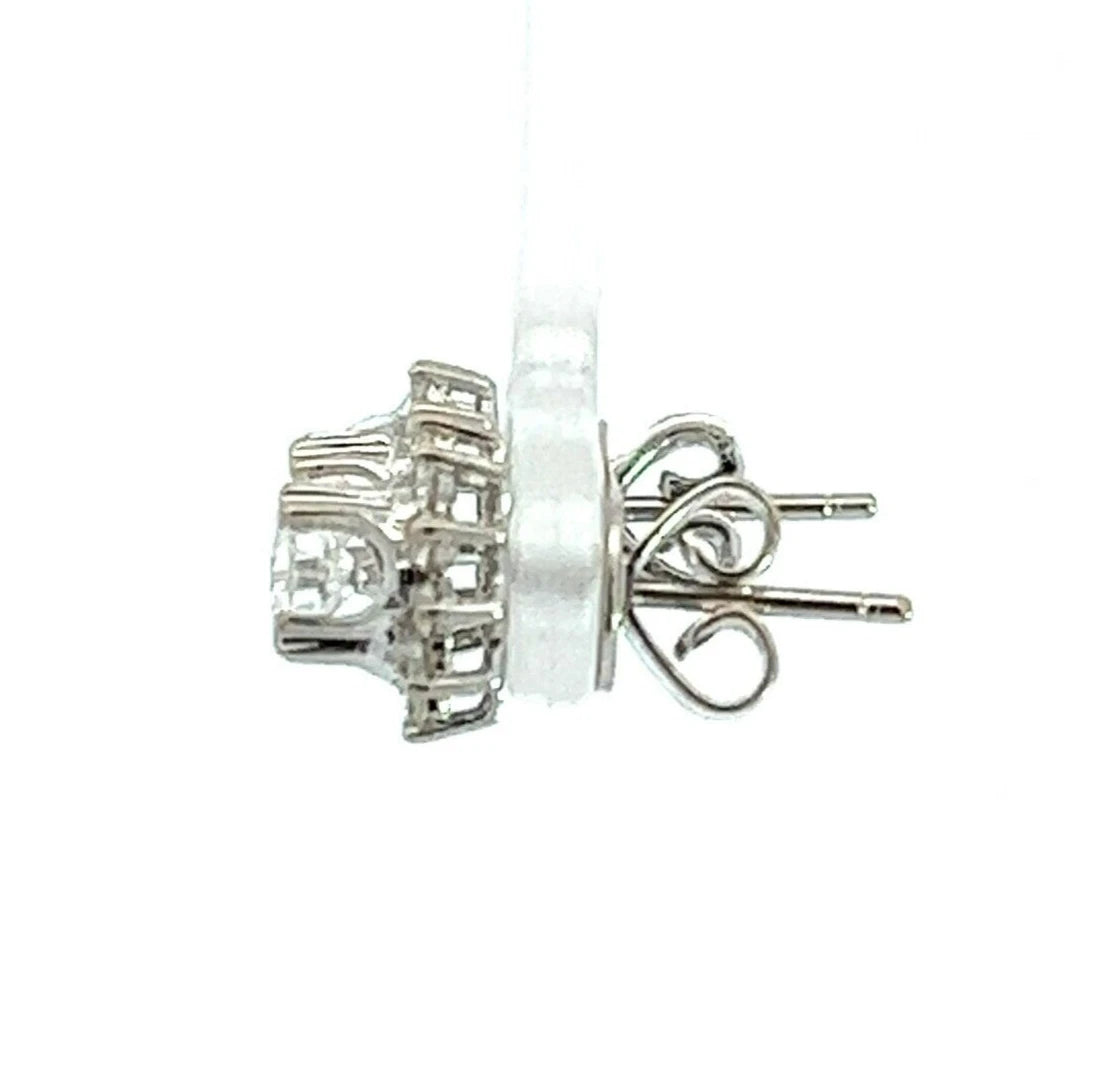 18Ct White Gold 1 Carat TW Diamond Cluster Stud Earrings