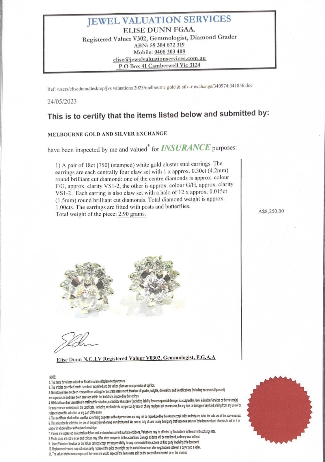 18Ct White Gold 1 Carat TW Diamond Cluster Stud Earrings