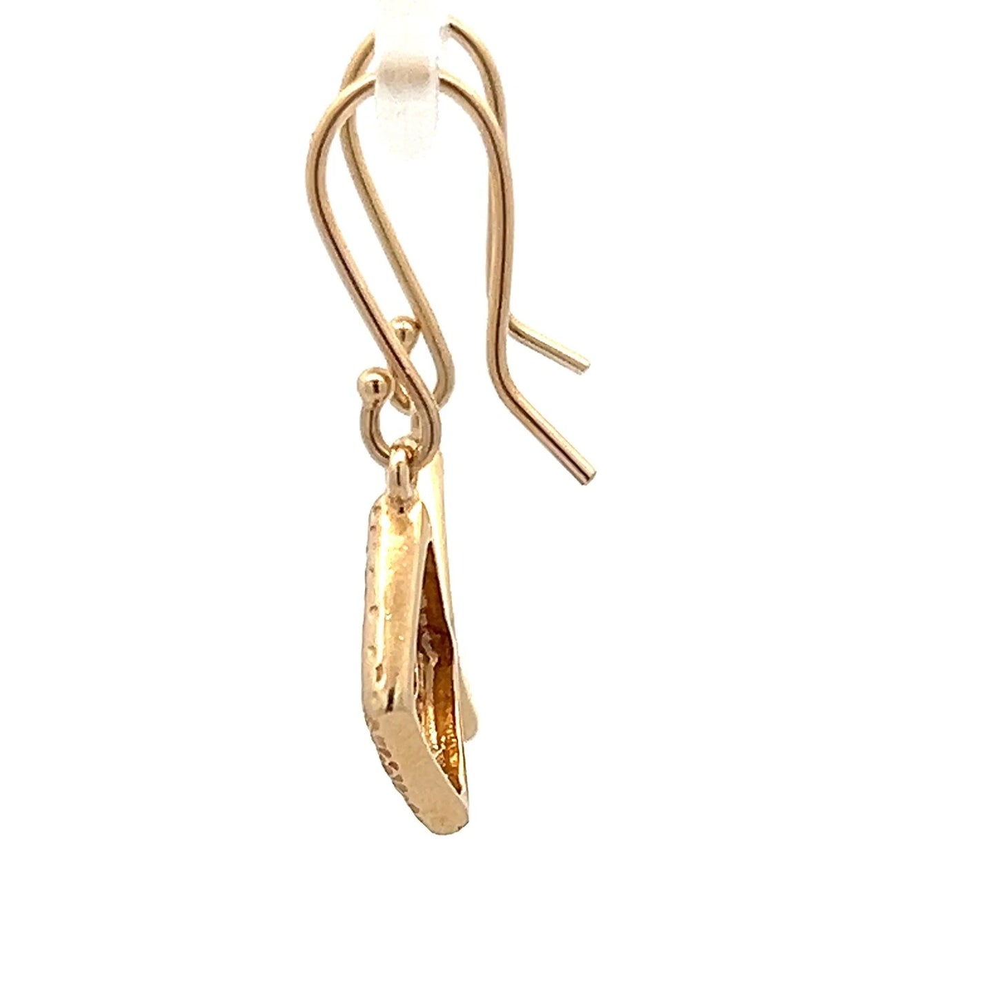 10Ct Yellow Gold Dotted Detail Diamond Shaped Hook Earrings