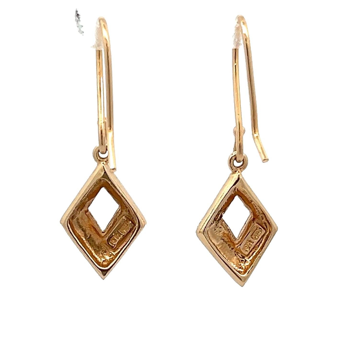 10Ct Yellow Gold Dotted Detail Diamond Shaped Hook Earrings