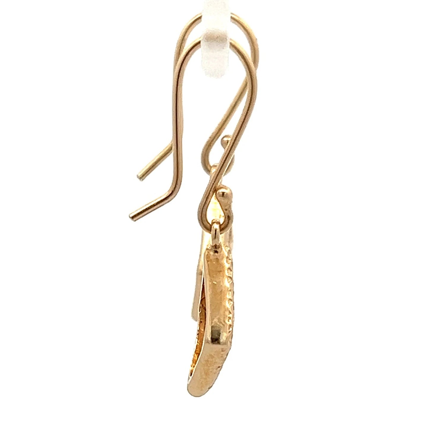 10Ct Yellow Gold Dotted Detail Diamond Shaped Hook Earrings