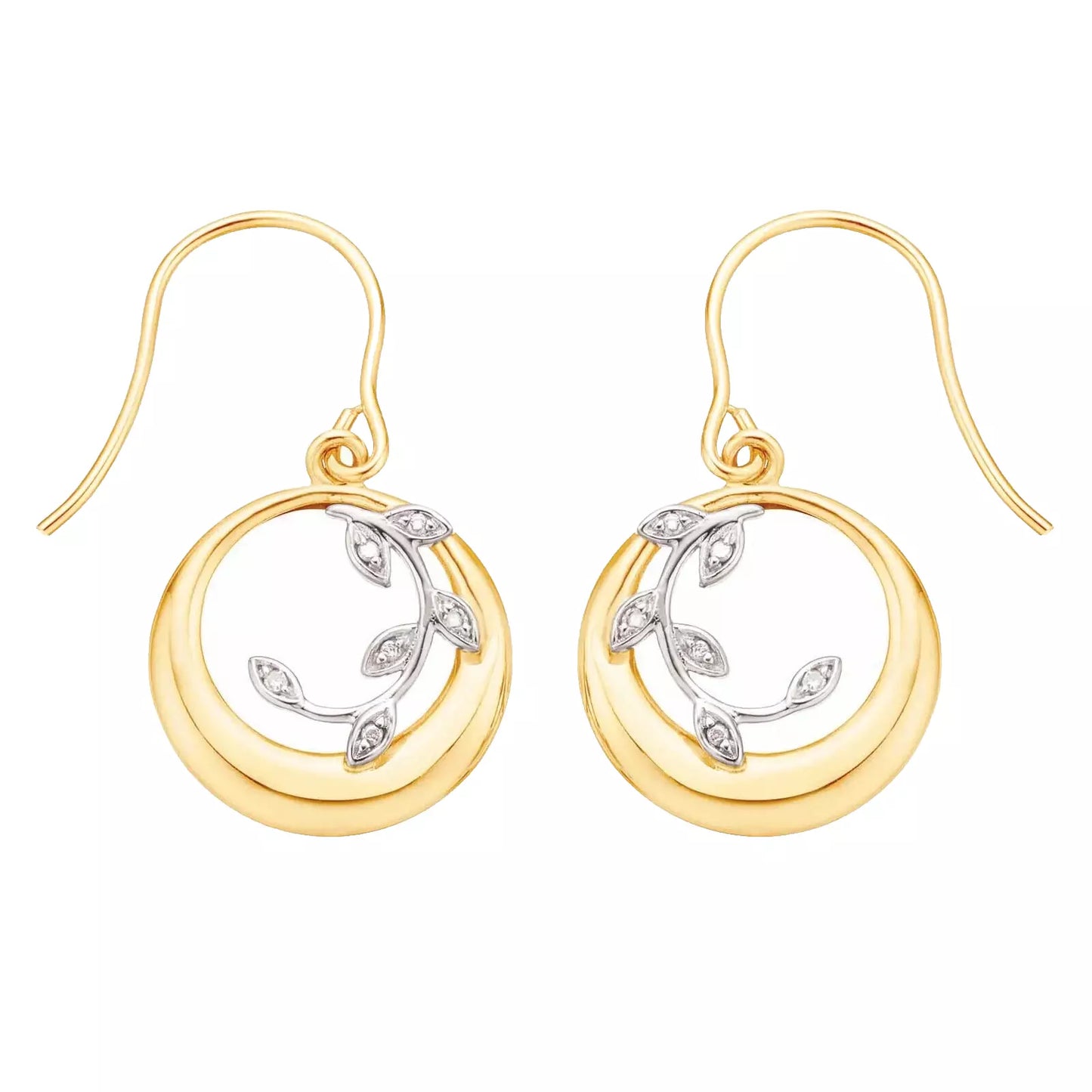 10Ct Two-Toned Gold Diamond Set Vine Dangle/Drop Earrings