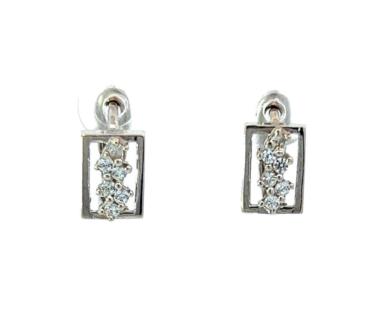 18Ct White Gold CZ Huggie Hoop Earrings