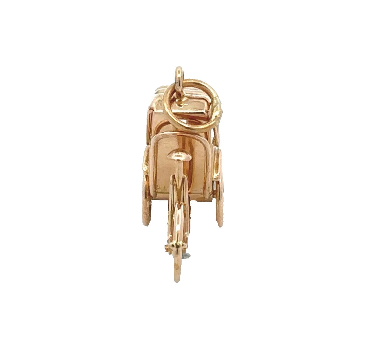 18Ct Yellow Gold Vintage Rickshaw Tricycle Carriage With Moveable Wheels Charm