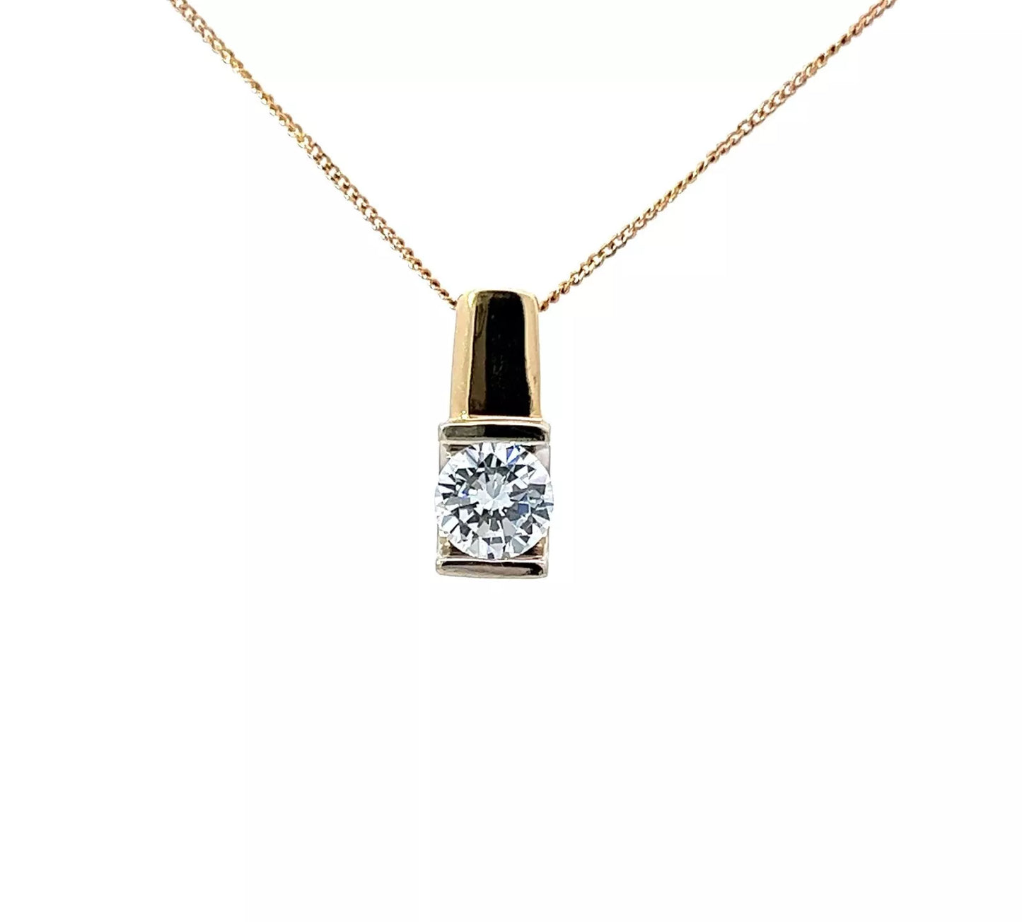 14Ct Yellow Gold CZ Solitaire Pendant
