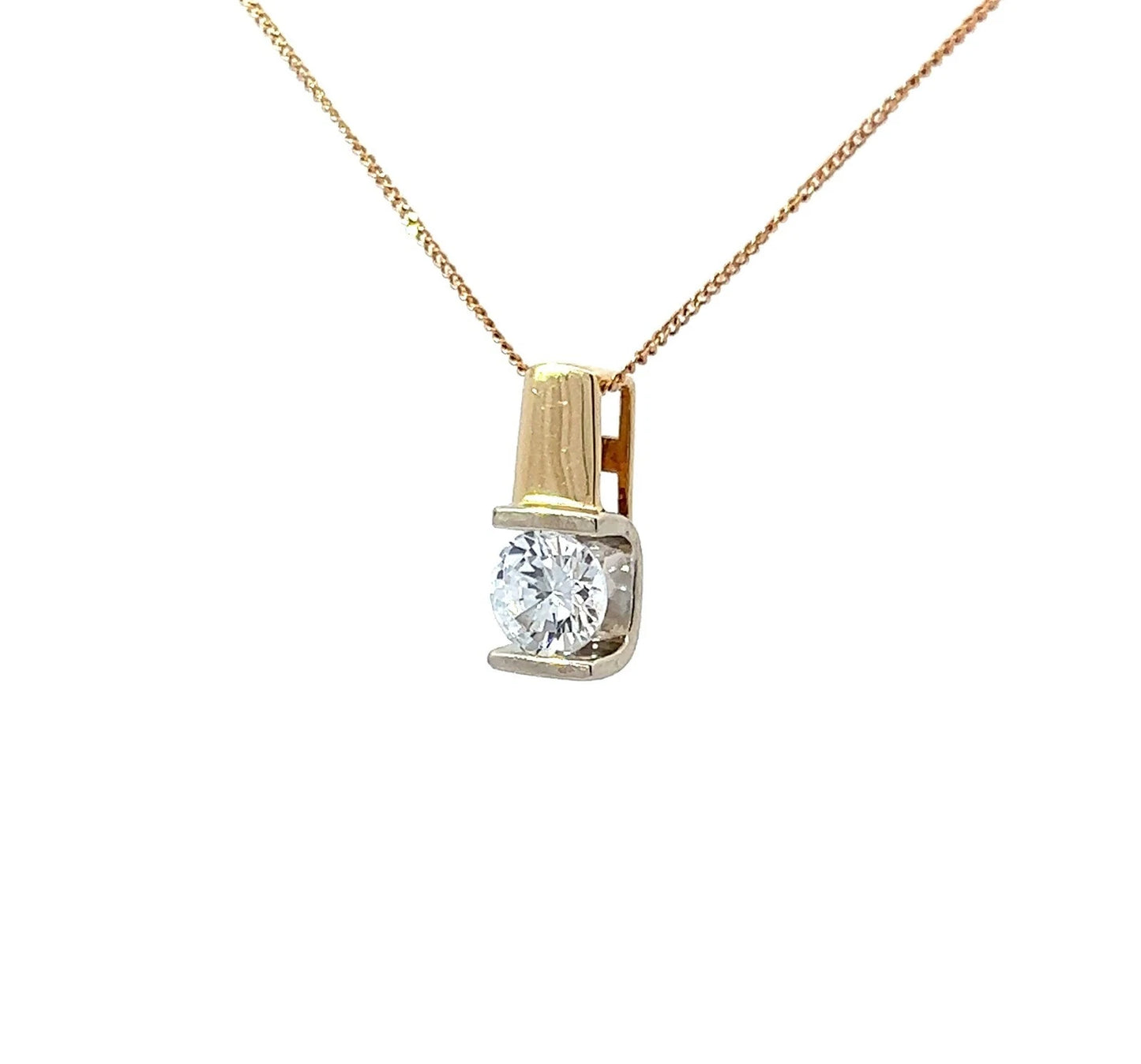14Ct Yellow Gold CZ Solitaire Pendant