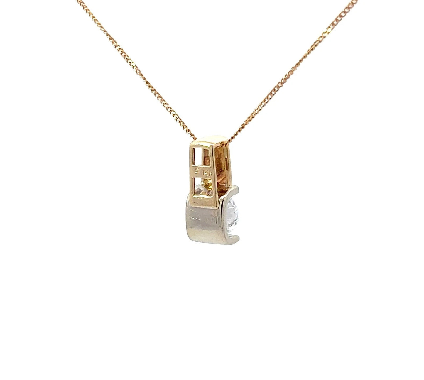 14Ct Yellow Gold CZ Solitaire Pendant