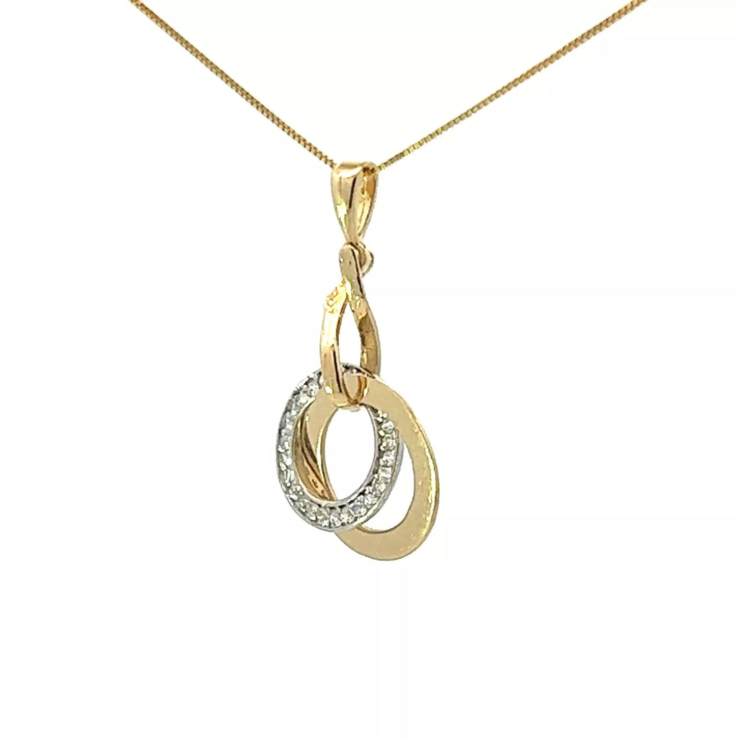 18Ct Two-Toned Gold Linked Circle CZ Pendant