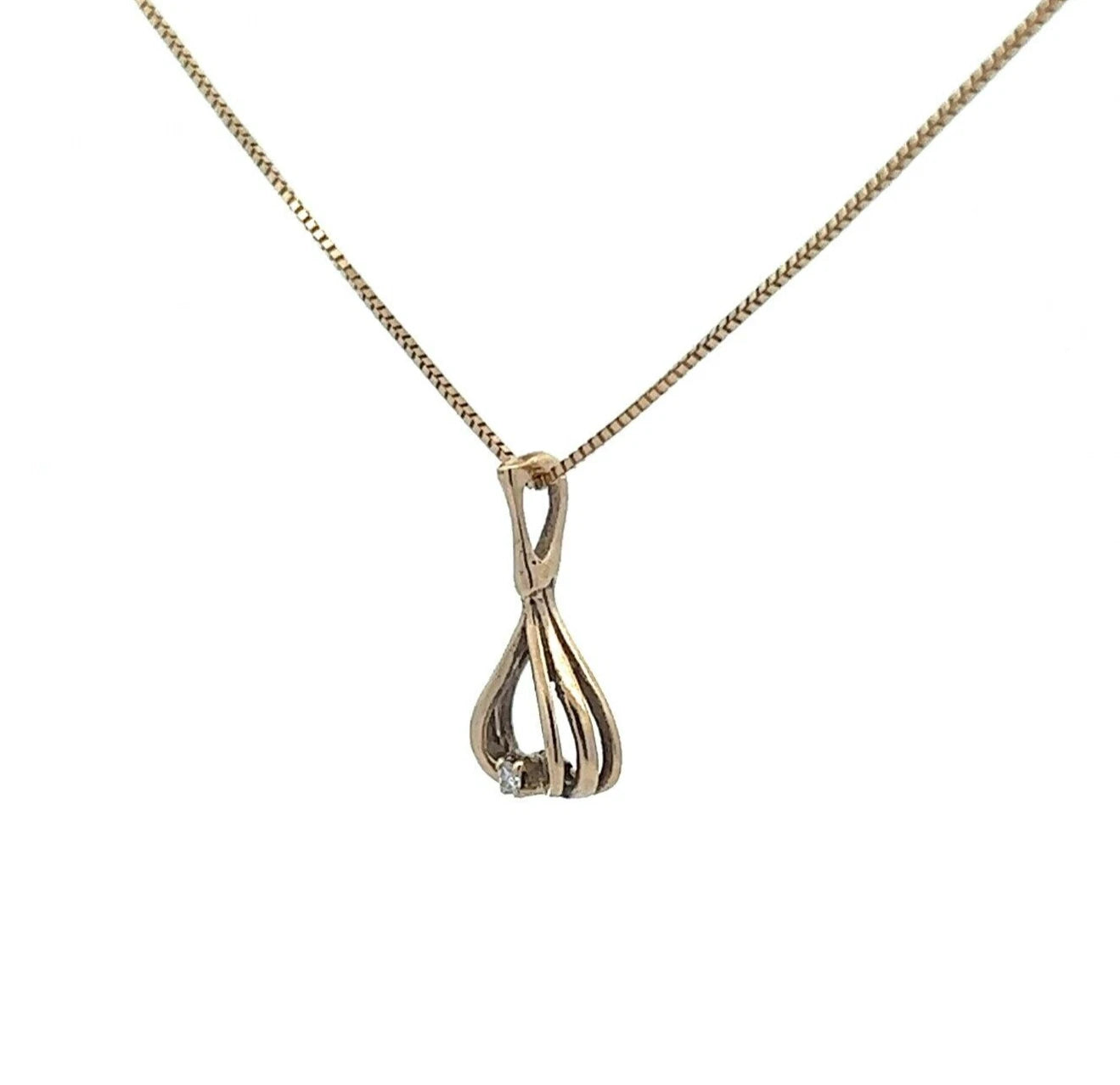 9Ct Yellow Gold Diamond Teardop Pendant