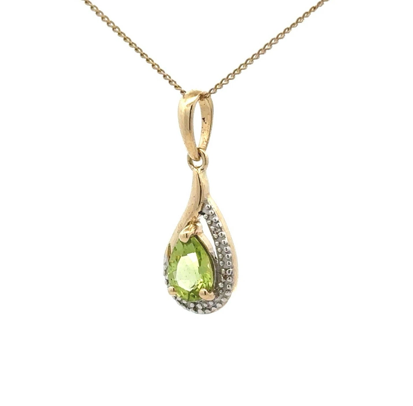 9Ct Two-Tone Gold Peridot & Diamond Accent Pendant