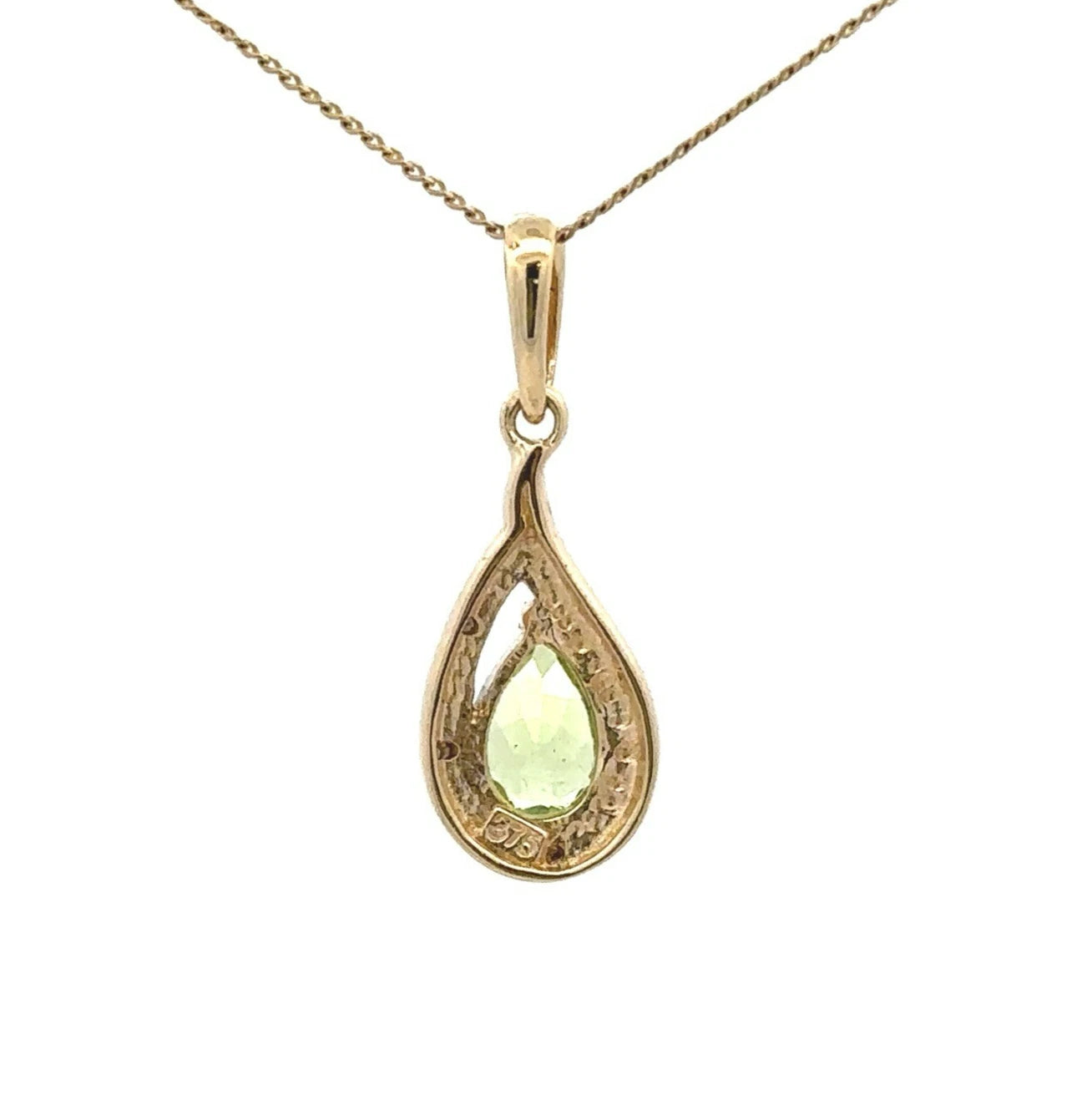 9Ct Two-Tone Gold Peridot & Diamond Accent Pendant