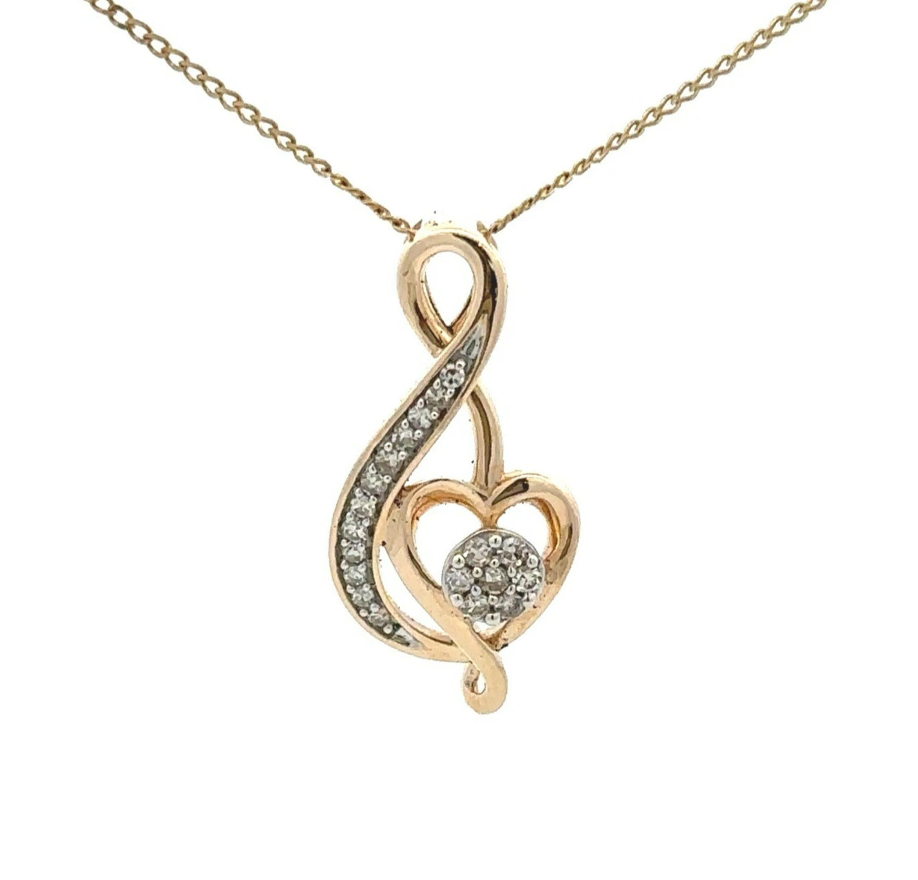 9Ct Yellow Gold .06Ct TW Diamond Set Heart Slider Pendant
